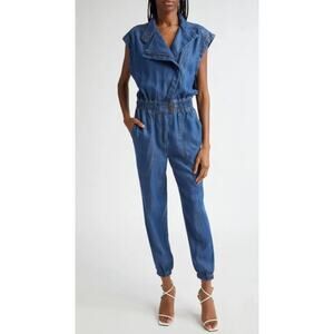 Ramy Brook Hoss Denim Jumpsuit Chambray Outfit Size 8 Edgy One Piece Jean